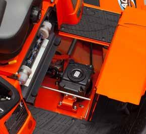 The ROPS conveniently folds for easier storage and transportation of the mower.