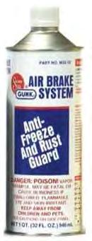 IMPORTANT: To Avoid Cold Weather Freeze-up Important To avoid COLD WEATHER FREEZE UP: Add 4 oz. (1/2 cup) of GUNK Brand AIR BRAKE ANTI FREEZE Directly into each flex member.