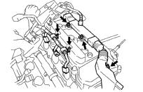 ENGINE MECHANICAL (1MZFE) CYLINDER HEAD EM5 0. DISCONNECT ENGINE WIRE AND PROTECTOR FROM RH SIDE Remove the 5 nuts, and disconnect the engine wire and protector from the RH cylinder head cover.