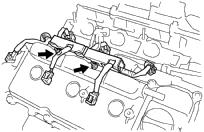 DISCONNECT CYLINDER HEAD REAR PLATE FROM LH CYLINDER HEAD (a) Remove the nut, and disconnect the ground strap. (b) Remove the bolt, and disconnect the rear plate.