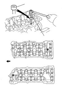 EM0 ENGINE MECHANICAL (1MZFE) CYLINDER HEAD (b) Using SST, turn the subgear counterclockwise, and remove the service bolt.