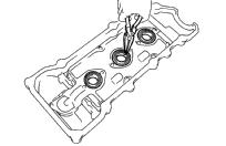 REPLACE SPARK PLUG TUBE GASKETS (a) Bend up the tab on the ventilation baffle plate which