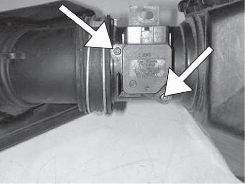 e. Remove the MAF sensor from the air inlet system by removing the two