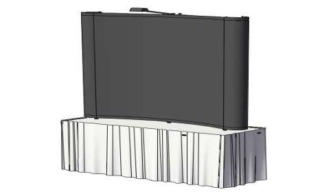 Dimensions approximately: 60 x 60 Standard table skirt color selection lights. Graphics sold separately. Call for quote.
