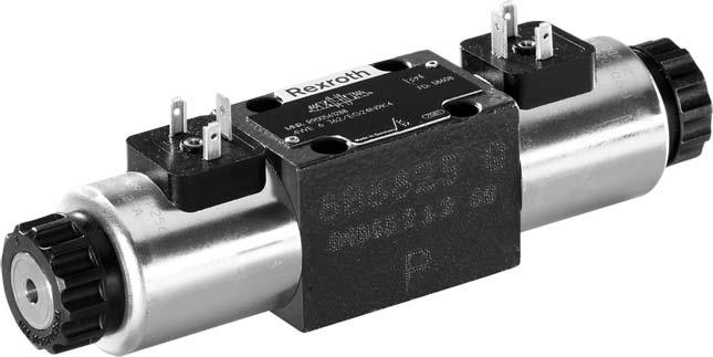 Directional spool valves, direct operated, smoothly switching, with solenoid actuation Type WE.