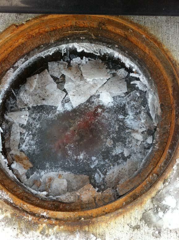 Unusual Vapor Recovery System Dry Break frozen under ice.