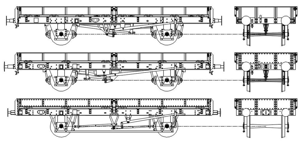 Wagon Kits Wagon kits are generally etch only except where noted. No bogies or castings are included. Bogie Steel Wagons C.01 BR 42T Strip Coil Wagon Diagram 1/403 and 1/407 steel coil wagons.