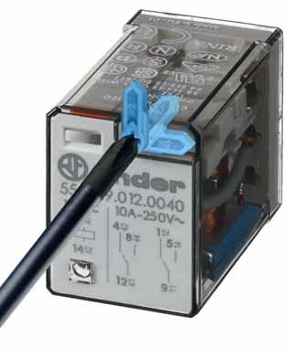 55 Series - General purpose relays 7-10 A 55 Ordering information Example: 55 series plug-in relay, 4 CO (4PDT), 12 V DC coil, lockable test button and mechanical indicator.
