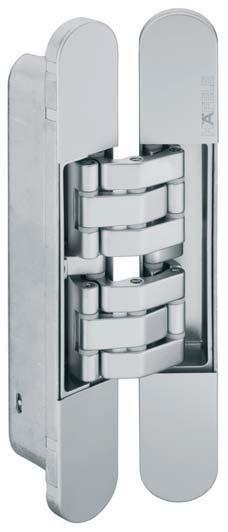 Max. door weight: 200 kg with 2 hinges Adjustment facility: Continuously D adjustable height ± mm, side +/-2