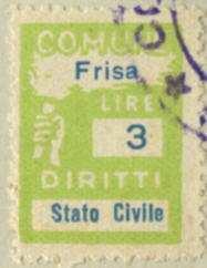 00 Frisa Chieti city, usage, two lines and value in