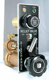 For pressure relief, valves automatically activate at a preset pressure up to 800 psi.