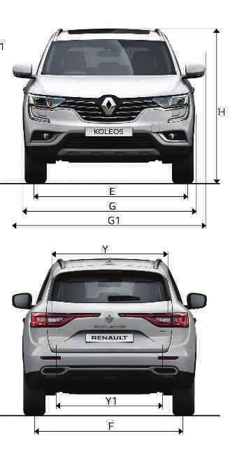 DIMENSIONS (mm) G1 Overall width with mirrors out H Overall height H1 Height with open boot Boot sill height K Ground clearance L Rear knee room M Elbow width - Front M1 Elbow width - Rear N Shoulder