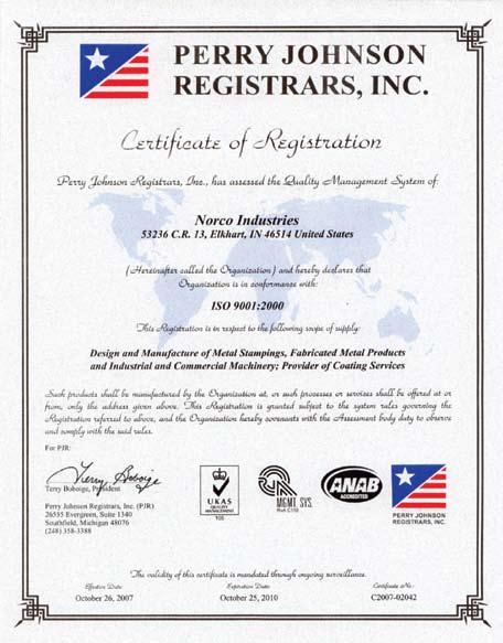QUALITY SYSTEMS ISO 9001:2000 Quality check sheets on production runs Quality inspections on
