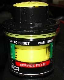 When the air filter restriction gauge yellow indicator reaches the service filter lettering, use TRD's filter cleaning system (Toyota p/n