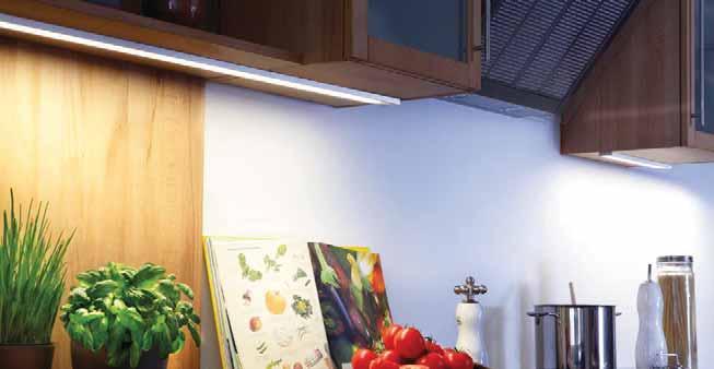Dynamic LED Top-Stick F LED under-cabinet luminaire with adjustable colour appearance Dynamic Connection: LED-transformer DC 24 V Life: L70/B10 50,000 hours Energy efficiency: LED 129 lm/w;