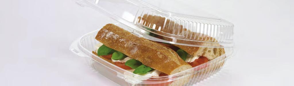 CaterPac Make takeaway eating convenient with one-handed opening/closing and a hinged lid. This crystal-clear container puts your food in focus.