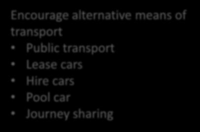 99 122 Encourage alternative means of transport Public transport Lease cars