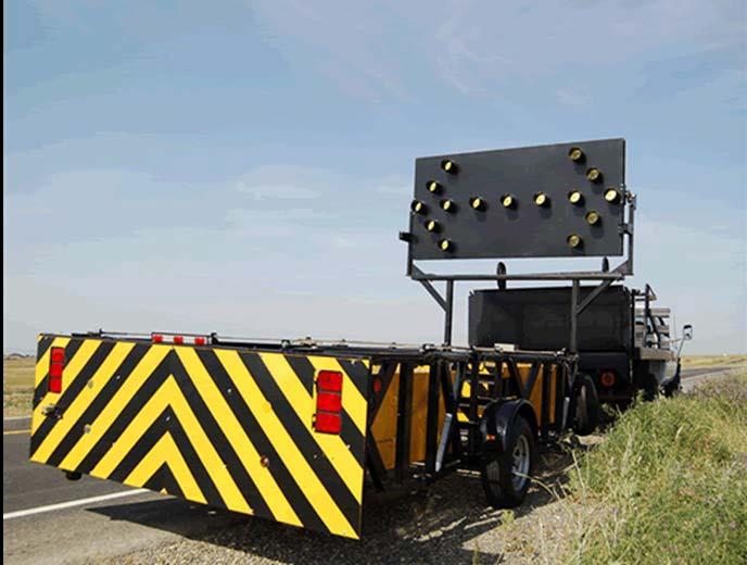 Figure 9. Energy Absorption s Safe-Stop Trailer-Mounted Attenuator (36). The TTMA-100 trailer-mounted attenuator, shown in Figure 10, was developed by Safety by Design Company.