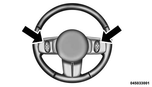186 UNDERSTANDING YOUR INSTRUMENT PANEL STEERING WHEEL AUDIO CONTROLS The remote sound system controls are located on the rear surface of the steering wheel.