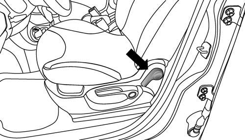 96 UNDERSTANDING THE FEATURES OF YOUR VEHICLE Recliner Adjustment The recline lever is located on the outboard side of the seat.
