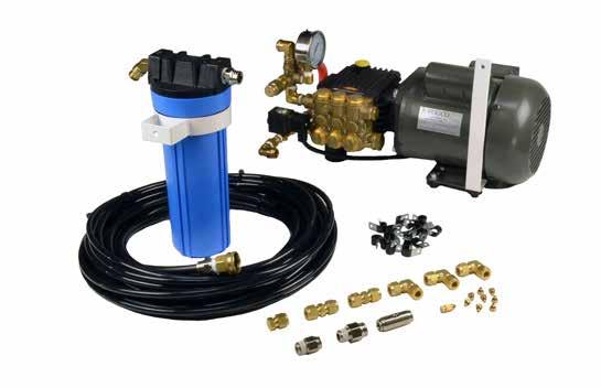 DIRECT DRIVE WITH COPPER TUBING This Kit range includes a 1,000 psi Fogco Direct Drive misting pump with pre-fabricated copper tubing; a filter assembly with water supply connections; plus all of the