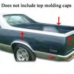 95 78-87 Upper 2-Tone Body Moldings (w/ clips) 1978-1987 El Camino upper body moldings for cars with 2-tone paint. Each piece fits roughly 2 inches below the top of the bed, on the paint split line.