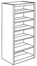Starter, laminate shelves, 32"D x 90"H 239 RP2 683 S00 $ 1,868 D/F Adder, laminate shelves, 32"D x 90"H 203 82"H D/F 4 adjustable shelves, 1 fixed shelf and 1 base shelf per side RP1 983 S00 $ 1,809