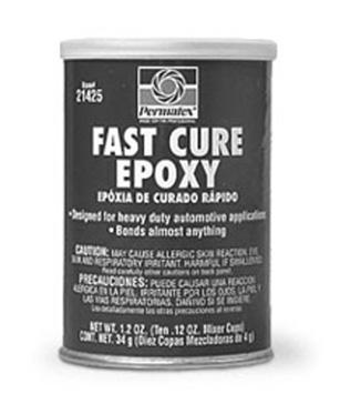 PERMATEX FAST CURE EPOXY 21425 Convenient premeasured 10-4 g mixer cups in packed can epoxy mixer cups. No mess, no guess, no waste.ideal for bonding glass, hard plastics, rubber and metal.