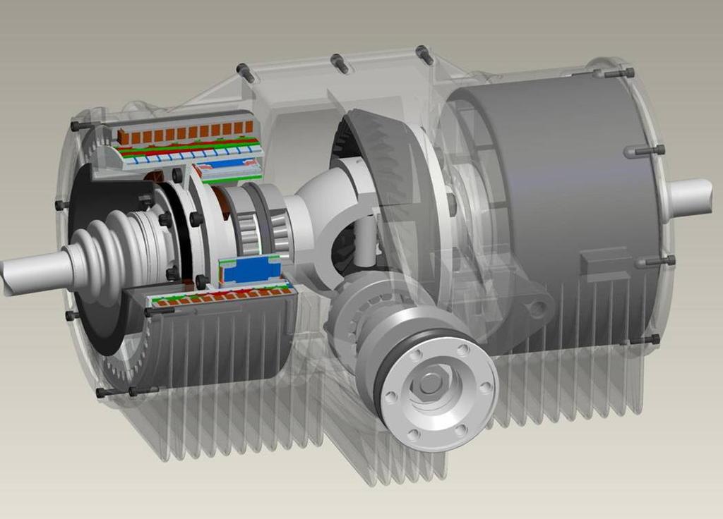 Design of active differential Axle differential with active torque distribution Electric machine Seal Open differential carried over Flexibility and modularity Open differential Active differential.