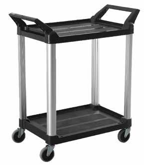 durability & appearance Non-marking swivel casters Large shelves to hold a variety of equipment and