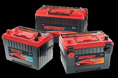 Like many popular spiral-wound batteries, ODYSSEY Extreme Series batteries employ dry cell Absorbed Glass Mat (AGM) technology to contain acid, allowing the battery to be installed even on its side.