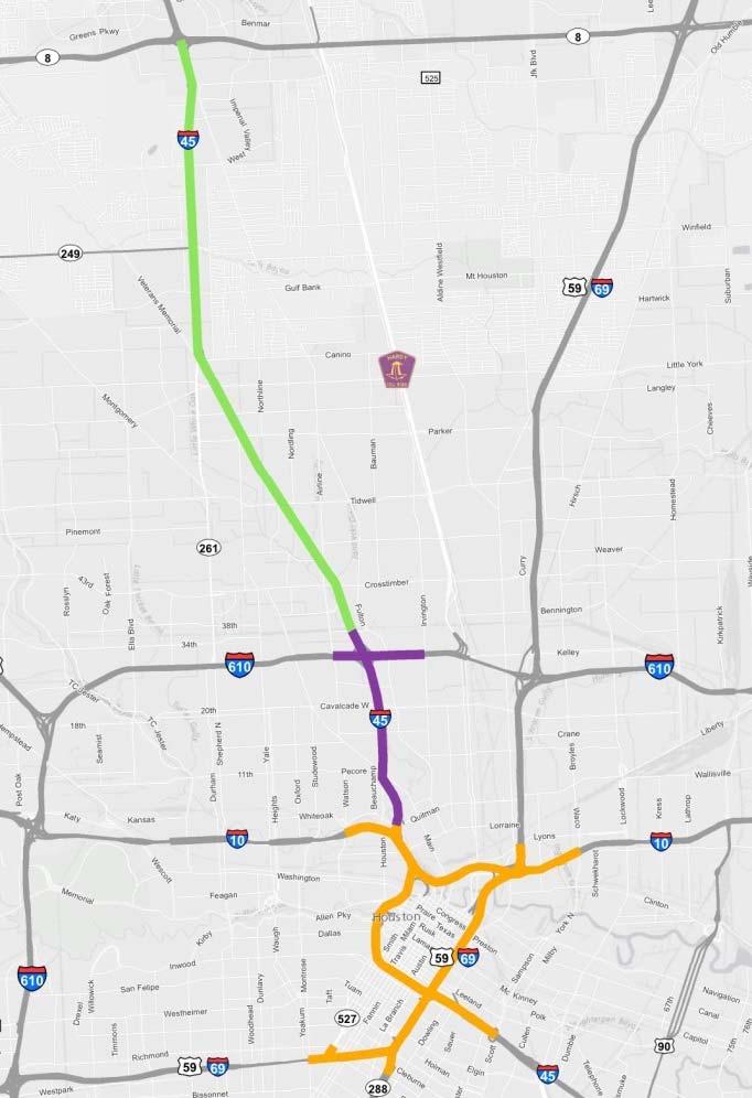 PROJECT OVERVIEW Environmental Impact Statement (EIS) Project divided into 3 Segments Segment 1: Beltway 8 to I-610 (9 mi)