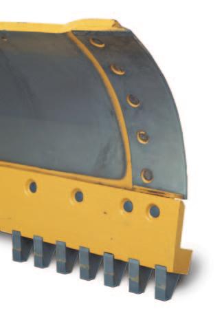 Cutting edges with carbide tipped replaceable teeth are offered by several manufacturers. They generally give longer life than standard hardened edges.