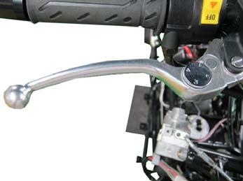 2. Periodic Maintenance > Brake Fluid XCITING 400i Pump the brake lever several times and hold the lever in. While holding the lever in, crack open the bleeder valve.