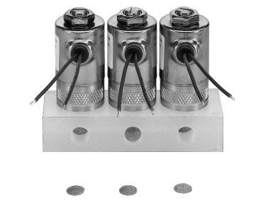 This high flow valve is supplied with 3/8" NPT ports on a standard brass or stainless steel body, or with even larger ports on a single station manifold base.