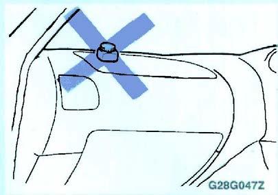 steering wheel or passenger side air bag egress panel.