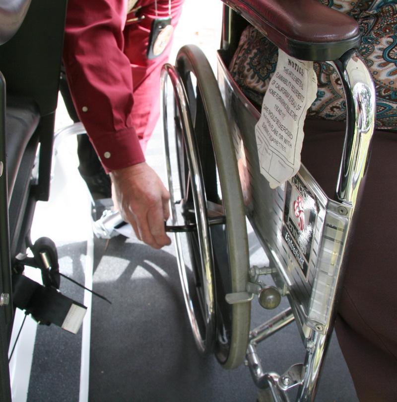 Accessibility Cart Wheelchair Tie Down Procedure After centering the wheelchair and passenger in the loading area, lock the wheelchair wheels using the attached