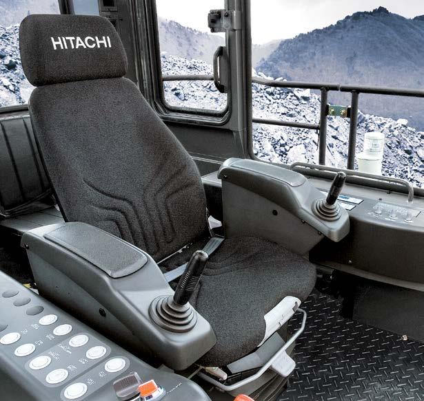 EX1900-6 MINING EXCAVATOR COMFORT n The sturdy cab protects operators from falling objects. The cab s top guard meets OPG Level II (ISO) standards.
