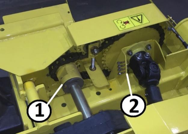 Service Shear Bolt Replacement The feed roll driveline is protected by a shear bolt located on the output shaft hub at the vertical gearbox.
