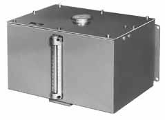 Pump Accessories Metal Reservoirs: Rectangular reservoirs for gravity feed oil pumps Standard ⅜" NPTF outlet furnished for gravity-fed pumps.