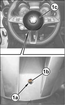 HOW TO REPLACE THE IGNITION START / STOP BUTTON ON THE ALFA ROMEO GIULIA PLACE THE STEERING WHEEL INTO THE CENTRAL POSITION WITH THE WHEELS FACING FORWARD / STRAIGHT.