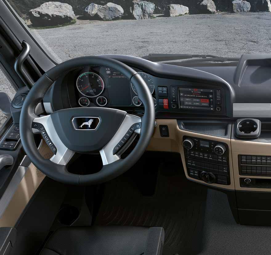 Placing the panel of buttons for essential functions, such as interior lighting, above the driver provides easy access even while driving.
