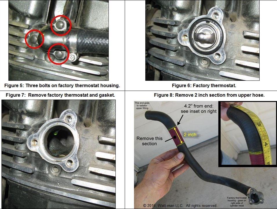 13) After viewing Figures 9 and 10, slide one end of the supplied piece of bypass hose onto the Thermo-Bob 3 s brass barb, and insert the Thermo-Bob 3 into the upper hose as shown in the