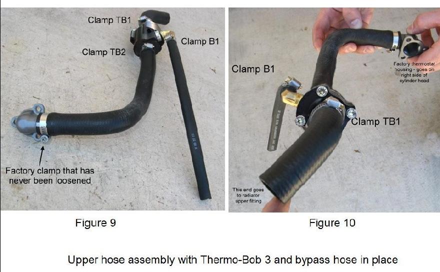 14) Dip the free end of the bypass hose in some coolant and wipe off the outside.