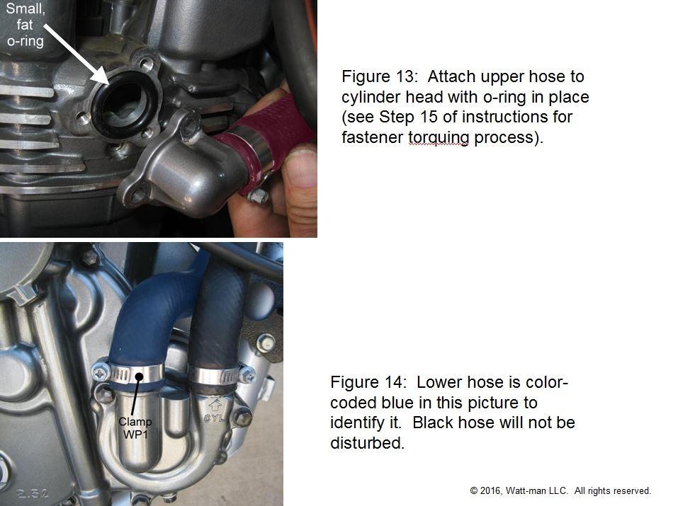 15) It is time to install the small, fat o-ring as shown in Figure 13. Lubricate the o-ring with coolant and place the factory thermostat housing over the o-ring.