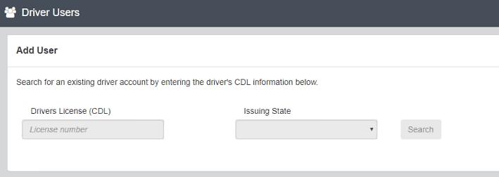 To add a driver, click Add User. The Driver Users box opens.