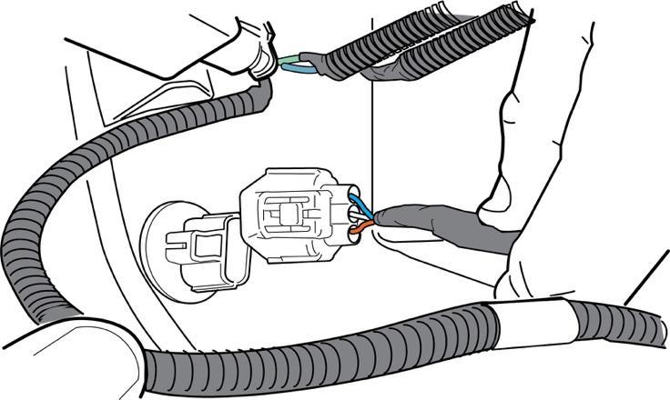 Figure 18 Using the supplied t-harness; unplug the connector at the headlamp. Plug one end of the t-harness into the headlamp and then connect the factory plug into the other end of the t-harness.