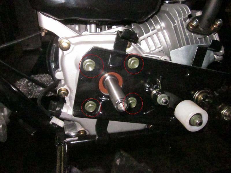 2.6 58200 L Transition Shaft Bracket Installation: Put Transition Shaft Bracket on the engine, and fix the bracket by 4 M8x16 bolts (22 29