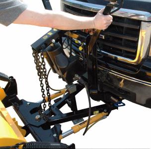 Pull vehicle into plow assembly and push plow assembly forward an inch or two. B.
