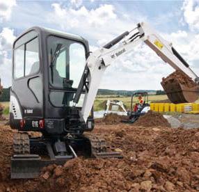 The Bobcat E16 mini excavator The improved version of the mini excavator - built also as a special edition to celebrate Bobcat's 25th anniversary in this particular market segment - offers ideal